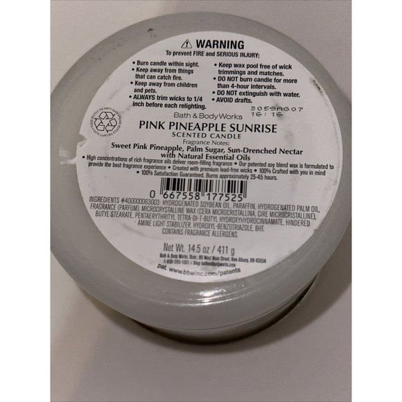 PINK PINEAPPLE SUNRISE Large 3 Wick Candle 14.5 oz Bath & Body Works 2023 Lot 2 - Picture 13 of 16